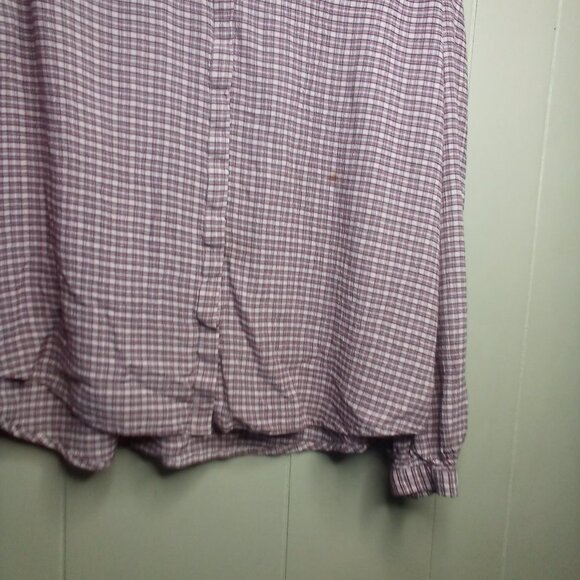 Treasure & Bond Button Up Shirt L Long Sleeve Plaid Tan Red - Picture 10 of 15